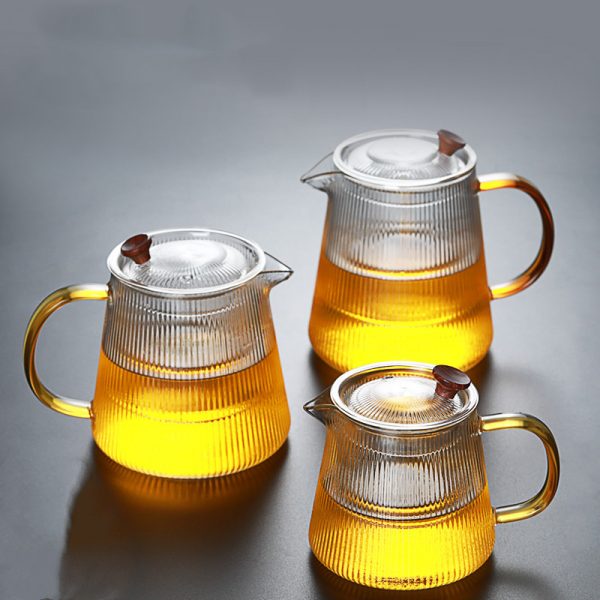 Thickened Striped Glass Teapot